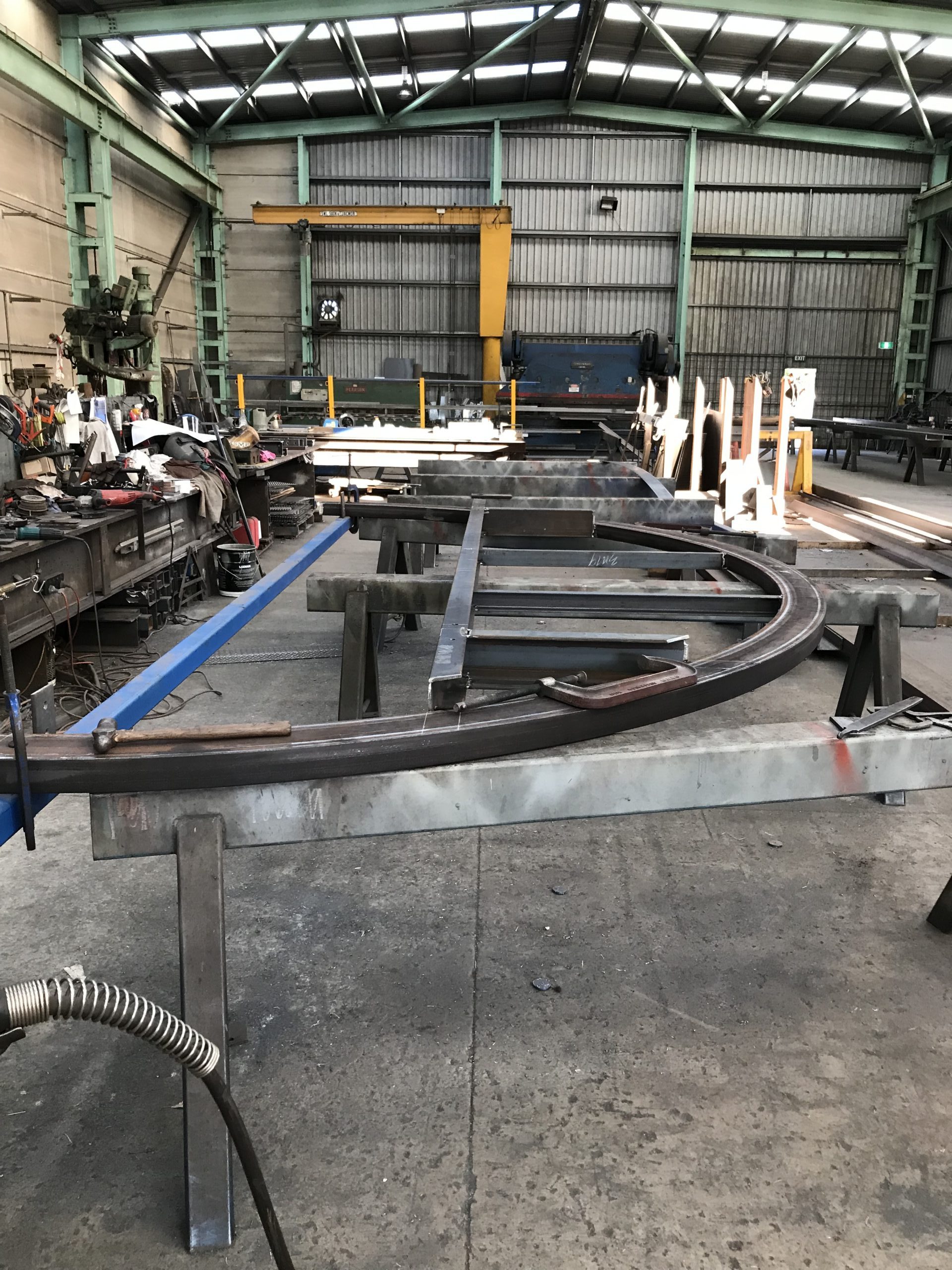 Curved steel in our Workshop 1